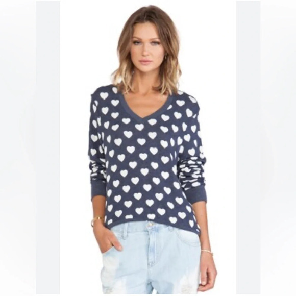 Wildfox Sweaters - Wildfox Little Hearts V-neck Sweater